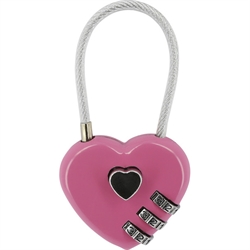Hippotonic Hængelås til tasker mm. /Pink - Front med hjerteformet knap