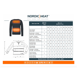 Nordic Heat Base Layer - Batteriopvarmet Undertrøje  - Størrelsesguide