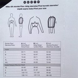 størrelsesguide til Jacson sikkerhedsvest