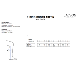 Jacson Aspen Ridestøvler med teddy-for - størrelsesguide