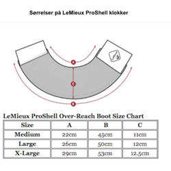 LeMieux ProShell Klokker til hest - Size Chart