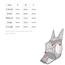 LeMieux Armour Shield Fluemaske med mule /Grå - Størrelsesskema med mål
