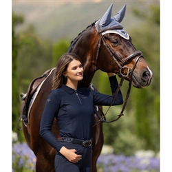 LeMieux Sport Polo m. lange ærmer /Navy - Modelfoto hest og rytter