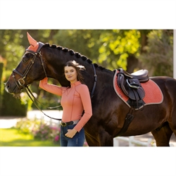 LeMieux Suede Springunderlag / Apricot - Hest og rytter i matchende udstyr