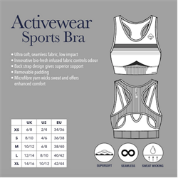 LeMieux Activewear Sports-BH / Sort - Størrelsesguide