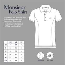 LeMieux Monsieur Polo T-Shirt - Størrelsesguide