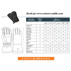 Nordic Heat Batteri opvarmede vinterhandsker - størrelsesguide med mål