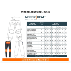 Nordic Heat Base Layer Lange underbukser - Batteriopvarmet - Str. Guide