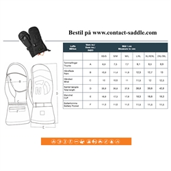 Nordic Heat Batteriopvarmede Luffer - Størrelsesguide med mål