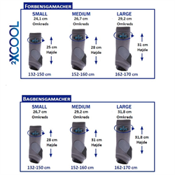 PC 2XCOOL Sports Medicine Boot - Sæt af 4 stk. - Størrelsesguide