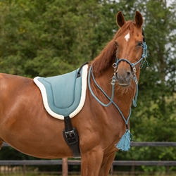 QHP Rebgrime Combi Liberty / Petrol - Vist på hest med bareback pad i matchende farve