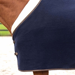 QHP Uld Dækken DELUXE /Navy - Med brunt kantbånd