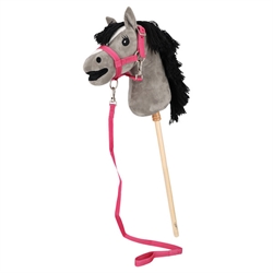 QHP Hobby Horse Grime med grimeskaft til Kæphest /Pink - Vist på grå kæphest