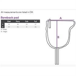 QHP Bareback pad Super Soft - Størrelses Guide