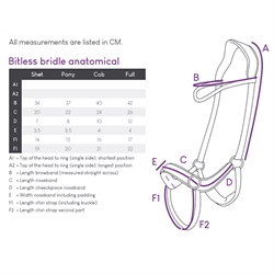 QHP Bidløs Trense Anatomisk - Størrelses Guide