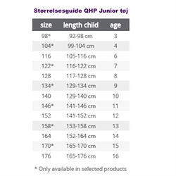 QHP Stævne bluse VEERLE Junior - Måleskema
