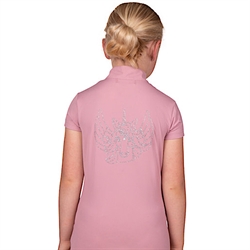 QHP Bluse VEERLE Junior /Soft Pink - Med unicorn glimmermotiv på ryggen