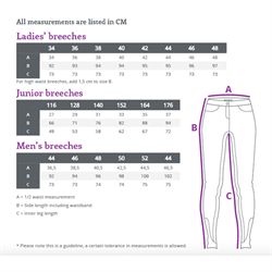 QHP EDEN Junior RideTights - Sort - Størrelsesguide.