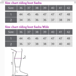 Sasha ridestøvler med udskiftelig top - Fra QHP - Størrelsesguide