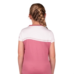 QHP Sports T-Shirt Junior /Dessert Rose & Hvid - Ryg
