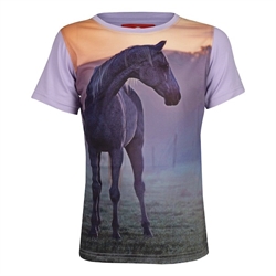 Red Horse Horsy T-Shirt til børn /Lavender med print af hest