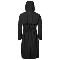 Stierna SKY Rain Coat /Sort – Vandtæt ridefrakke til mænd med hætte, 20.000 mm vandsøjletryk, refleksdetaljer og sadelbeskyttelse - Set bagfra med rynket talje