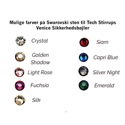 Tech Stirrups Swarovski Sten - Tilvalg til Venice Sikkerhedsbøjler - Vælg mellem 9 farver