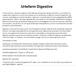 Urtefarm Digestive - Urteblading til hestens fordøjelse - Datablad