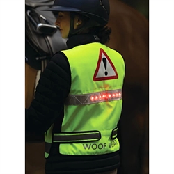 Woof Wear Hi Vis Refleksvest med LED lys /Gul - Med rødt lys på ryggen