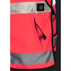 Woof Wear Hi Vis Refleksvest med LED lys /Pink - Med USB stik til tilskutning af powerbank